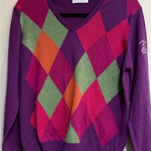 Hawick Knitwear Pure Wool Golf Argyle Men’s Sz M. Sweater made in Scotland.